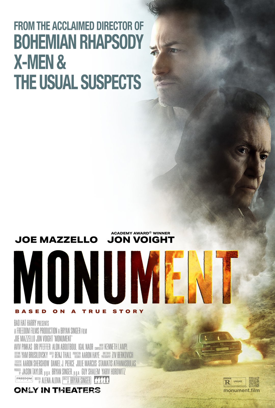 Monument theatrical key art featuring Joe Mazzello and Jon Voight